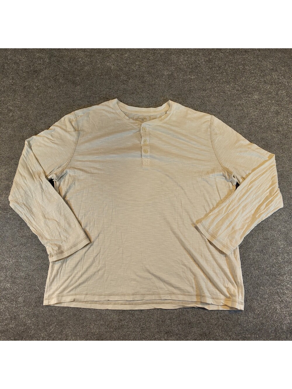 Garnet Hill Cream Cotton Tencel Long Sleeve Henley Shirt Women's Size Large